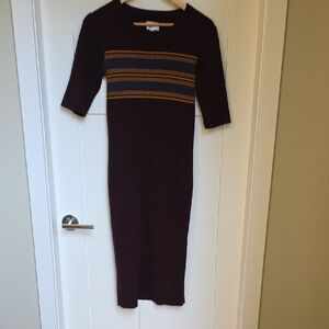Frank And Oak Maroon Ribbed Sweater Dress